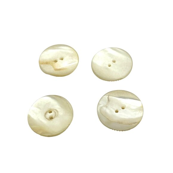 Vintage Carved Mother of Pearl Buttons Lot of 4, 28mm White Delicate and Lovely - Picture 3 of 6